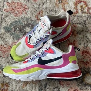 Nike Air Max 270 React - White, Pink, Lime, Periwinkle Sneakers
